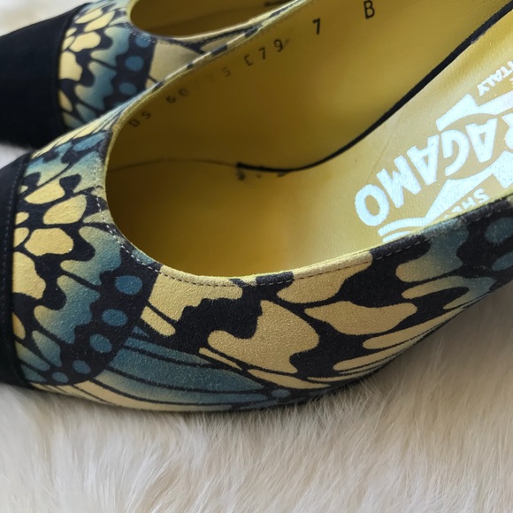 Salvatore Ferragamo Butterfly Mules Heels Sz 7 - Picture 2 of 8